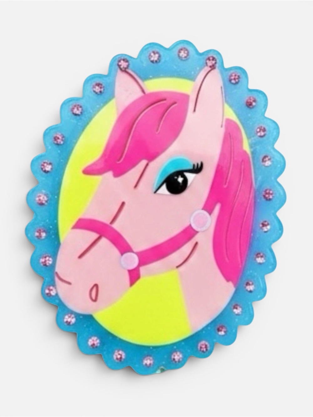 Pink Pony Rhinestone Jumbo Hair Claw Clip Neon Horse Statement Accessory NWT